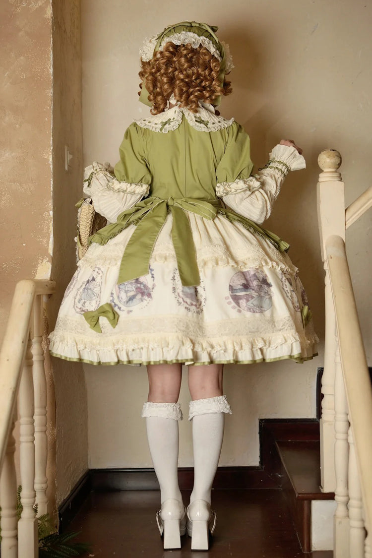 Gothic Lolita Dress - Little Ida's Flowers, Green, Ruffled, Printed, Sweet Style - additional product view 3