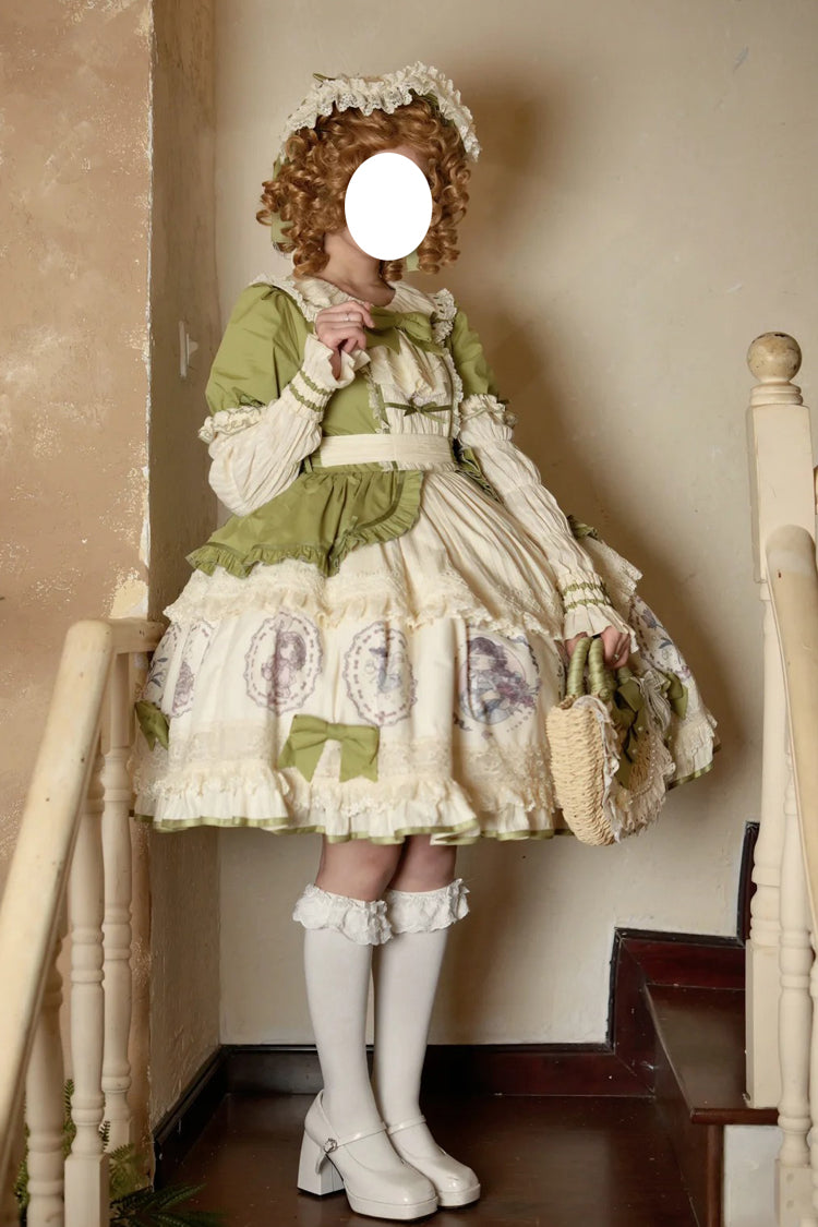 Gothic Lolita Dress - Little Ida's Flowers, Green, Ruffled, Printed, Sweet Style - additional product view 5