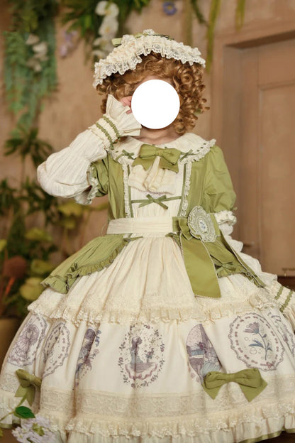 Gothic Lolita Dress - Little Ida's Flowers, Green, Ruffled, Printed, Sweet Style - additional product view 6