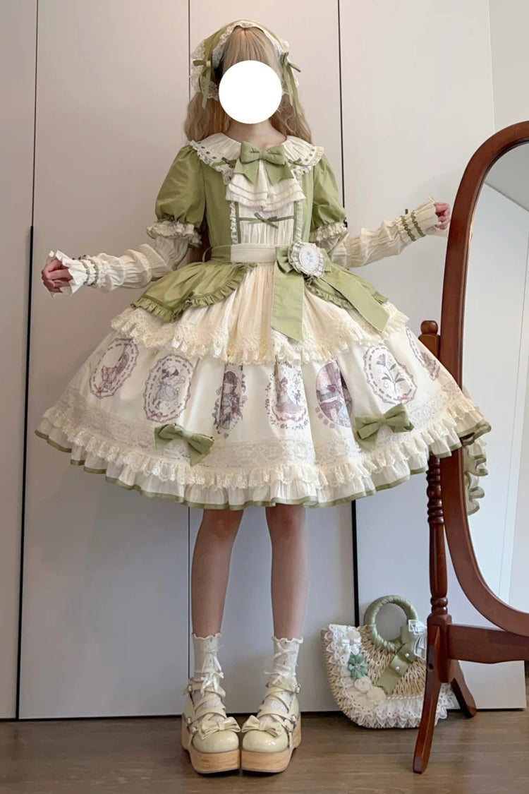 Gothic Lolita Dress - Little Ida's Flowers, Green, Ruffled, Printed, Sweet Style - additional product view 9