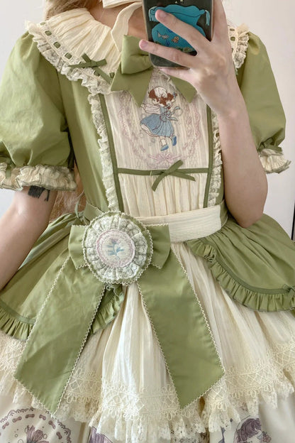 Gothic Lolita Dress - Little Ida's Flowers, Green, Ruffled, Printed, Sweet Style - additional product view 11