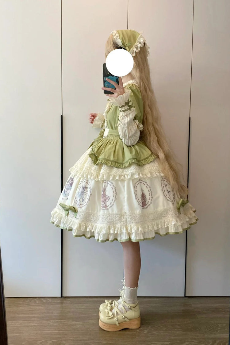 Gothic Lolita Dress - Little Ida's Flowers, Green, Ruffled, Printed, Sweet Style - additional product view 12