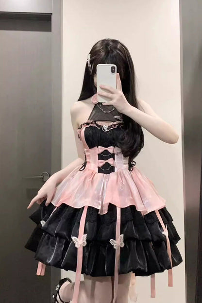 Gothic Lolita Dress - Love God's Promise, 3 Colors, Ruffled, Sweet Style - XS Black/Pink / S Black/Pink / M Black/Pink option