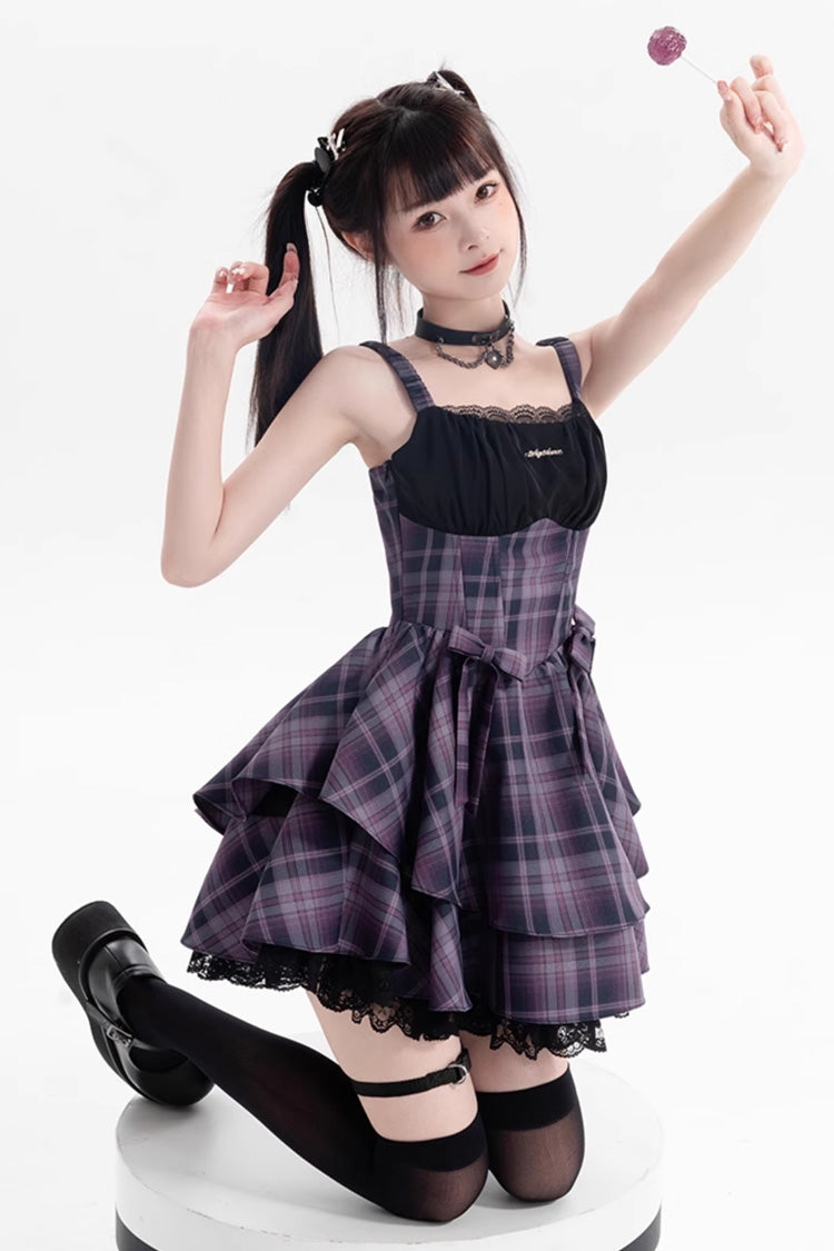 Gothic Lolita Dress - Magic Cat, Purple, Striped, Bow Detail, Printed - additional product view 6