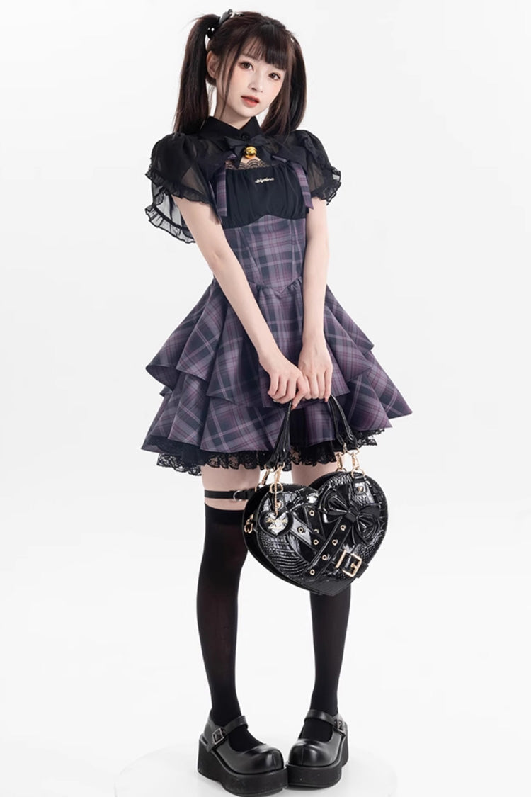Gothic Lolita Dress - Magic Cat, Purple, Striped, Bow Detail, Printed - additional product view 11