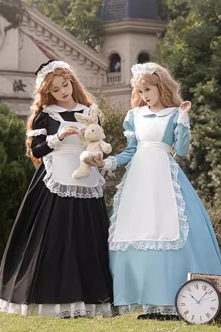 Gothic Lolita Dress - Maid Lapel Collar Ruffle, 2 Colors, Short Version, Long Version - additional product view 3