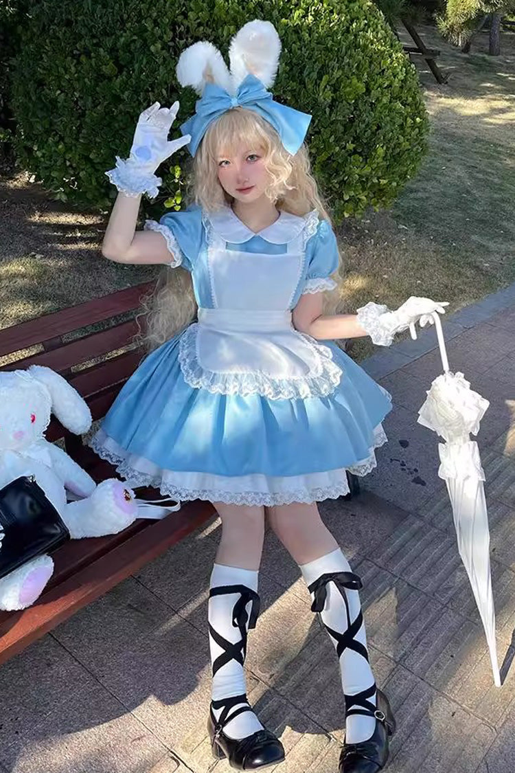 Gothic Lolita Dress - Maid Lapel Collar Ruffle, 2 Colors, Short Version, Long Version - additional product view 5