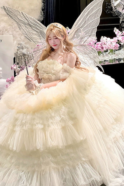 Gothic Lolita Dress - Maiden’s Love, White, Lace Trim, Ruffled, Layered - additional product view 4