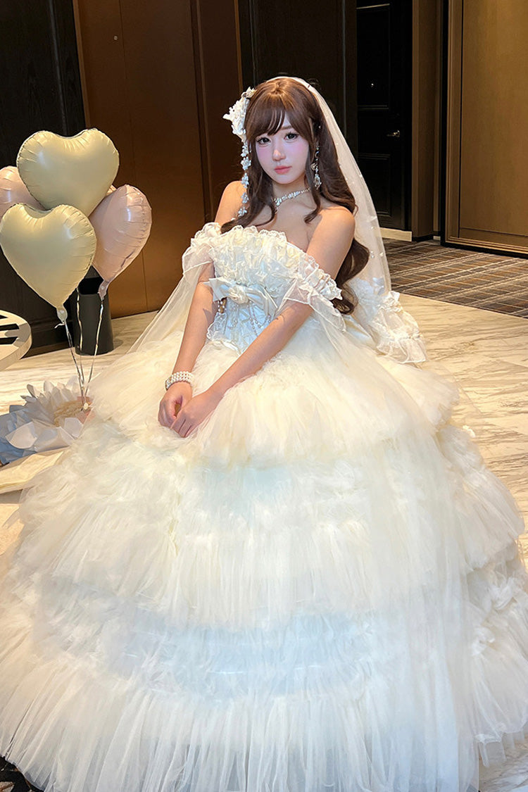 Gothic Lolita Dress - Maiden’s Love, White, Lace Trim, Ruffled, Layered - additional product view 6