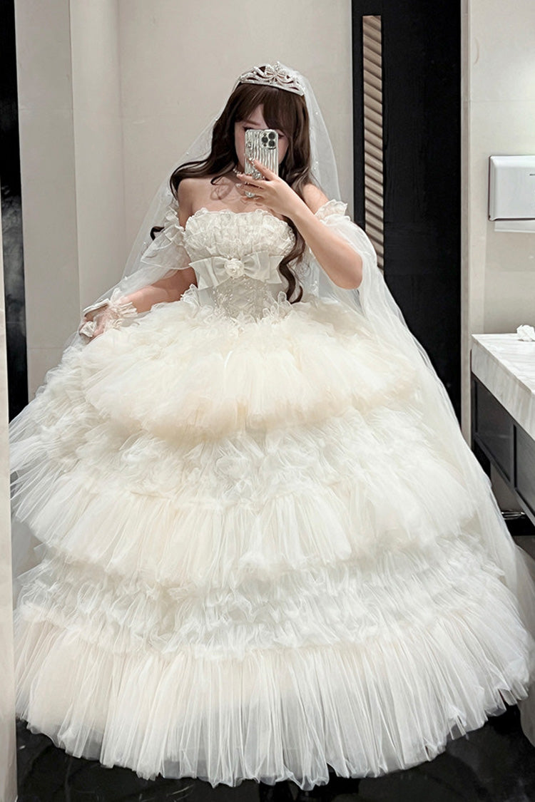 Gothic Lolita Dress - Maiden’s Love, White, Lace Trim, Ruffled, Layered - additional product view 7