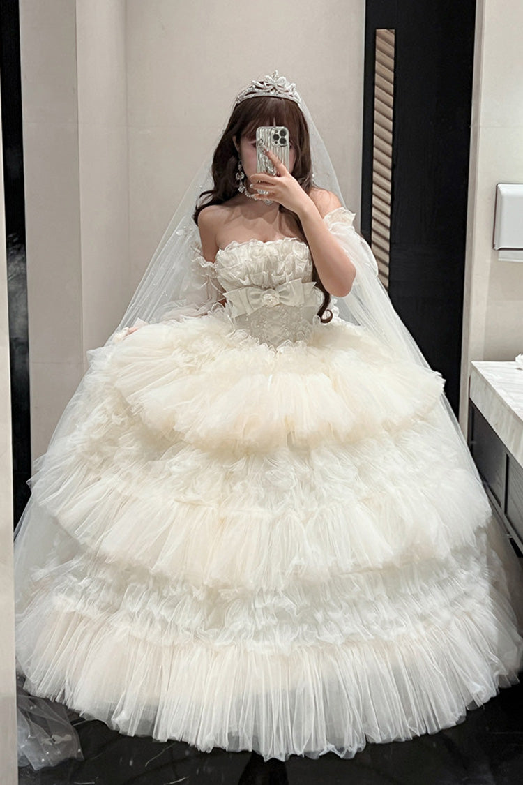 Gothic Lolita Dress - Maiden’s Love, White, Lace Trim, Ruffled, Layered - additional product view 11