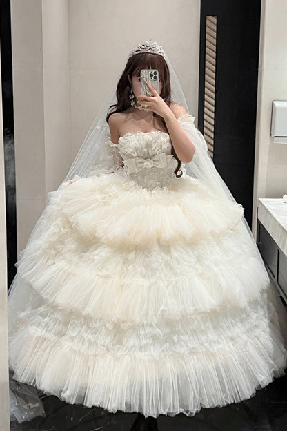 Gothic Lolita Dress - Maiden’s Love, White, Lace Trim, Ruffled, Layered - additional product view 11
