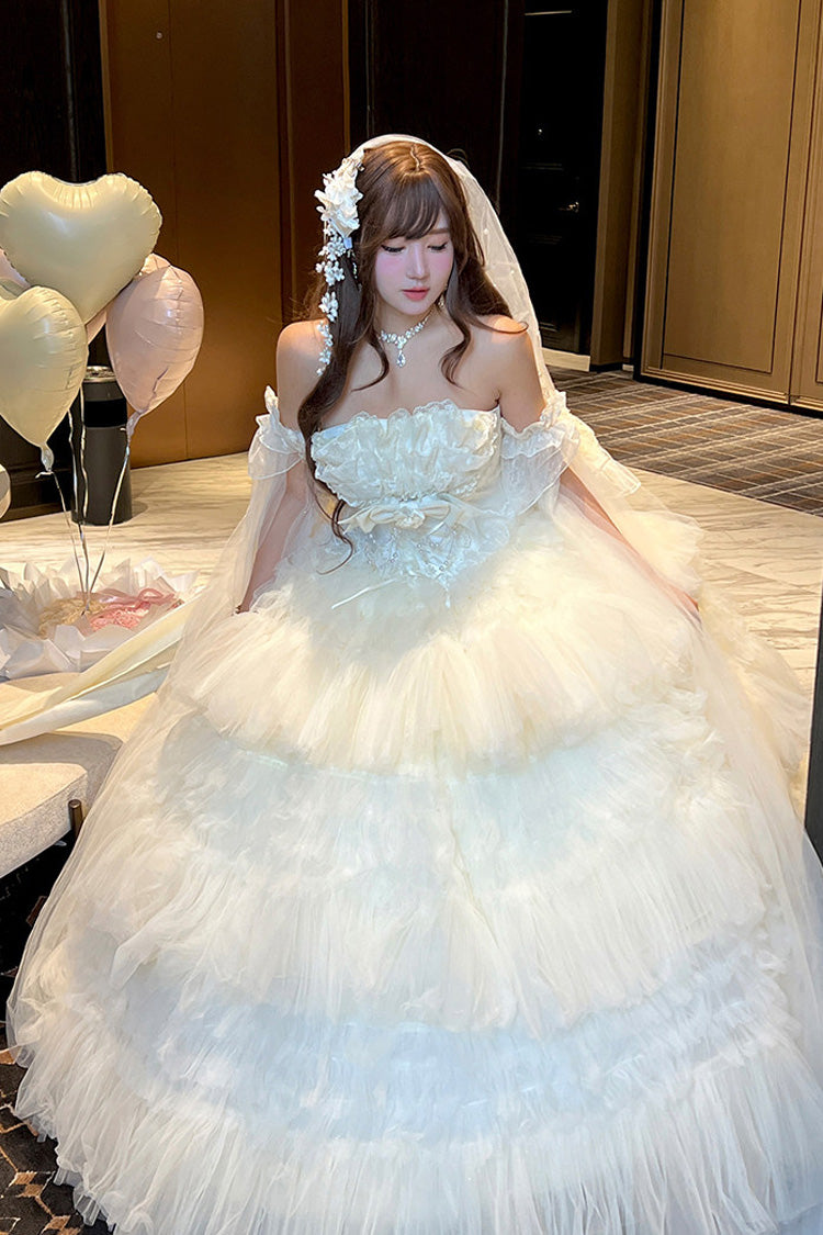 Gothic Lolita Dress - Maiden’s Love, White, Lace Trim, Ruffled, Layered - additional product view 13