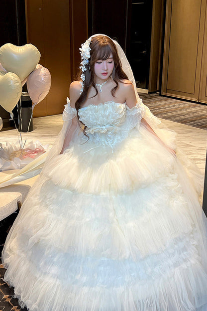 Gothic Lolita Dress - Maiden’s Love, White, Lace Trim, Ruffled, Layered - additional product view 13