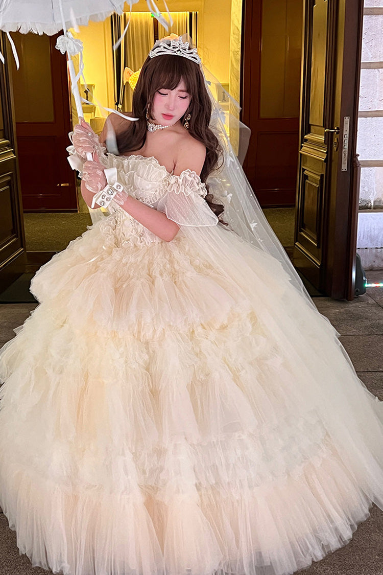 Gothic Lolita Dress - Maiden’s Love, White, Lace Trim, Ruffled, Layered - main product image