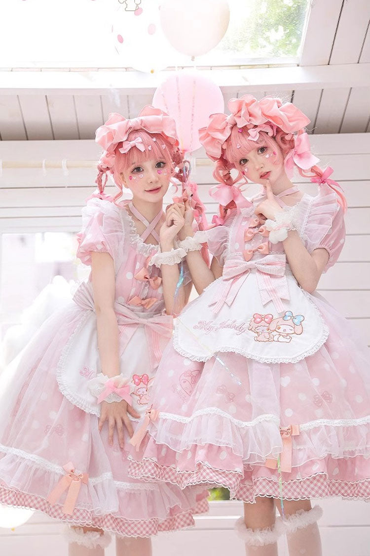 Gothic Lolita Dress - Melody Print Ruffle Bowknot, Pink, Printed, Sweet Style, Bow Detail - additional product view 2