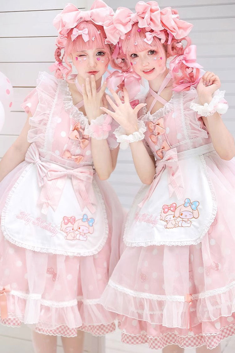 Gothic Lolita Dress - Melody Print Ruffle Bowknot, Pink, Printed, Sweet Style, Bow Detail - additional product view 3