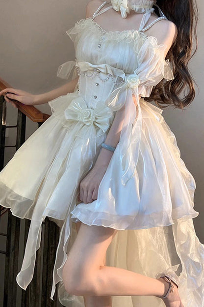 Gothic Lolita Dress - Midsummer Dream, Ivory, Lace Trim, Ruffled - additional product view 2