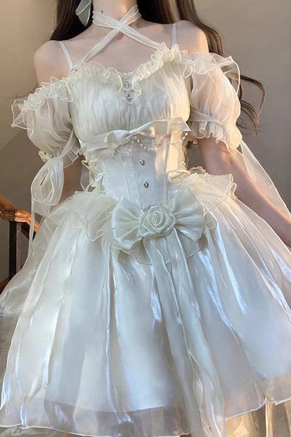 Gothic Lolita Dress - Midsummer Dream, Ivory, Lace Trim, Ruffled - additional product view 3