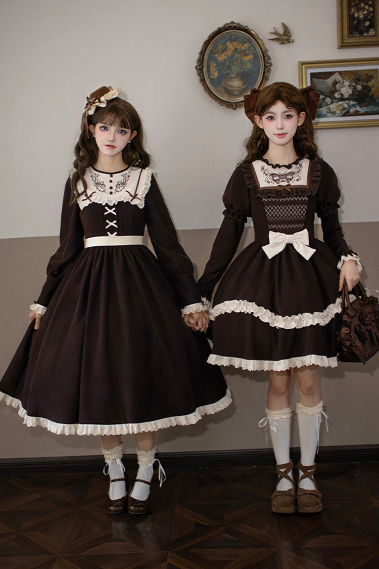 Gothic Lolita Dress - Miss Brown, Brown, Short Version, Short Length, Long Sleeves - additional product view 6