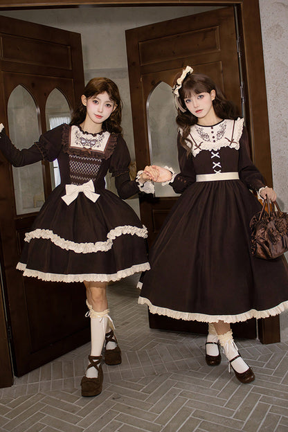 Gothic Lolita Dress - Miss Brown, Brown, Short Version, Short Length, Long Sleeves - additional product view 7