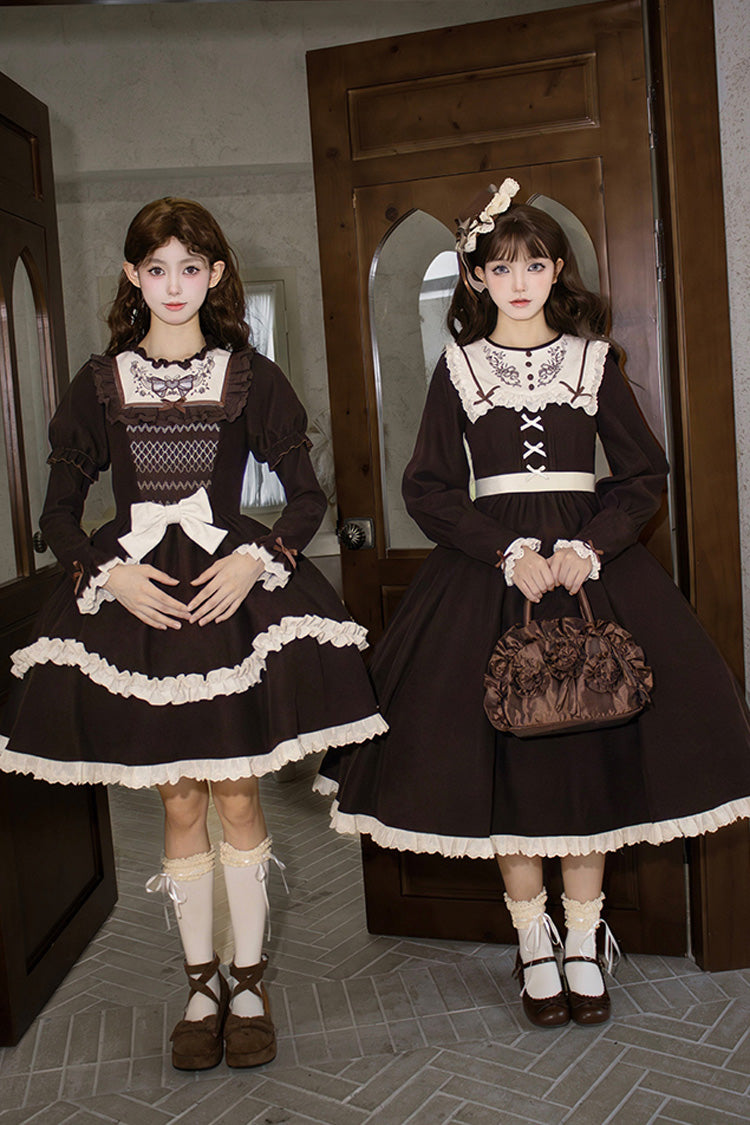 Gothic Lolita Dress - Miss Brown, Brown, Short Version, Short Length, Long Sleeves - additional product view 8