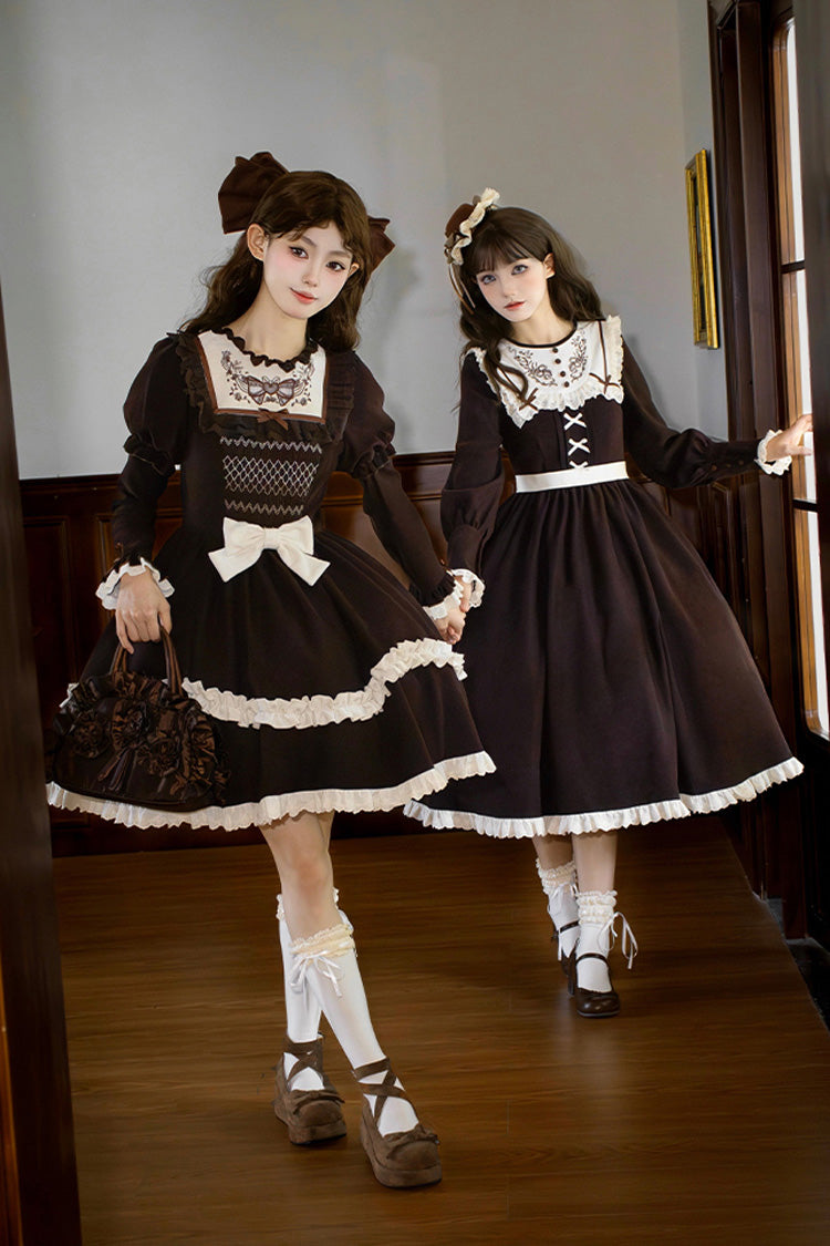 Gothic Lolita Dress - Miss Brown, Brown, Short Version, Short Length, Long Sleeves - additional product view 9