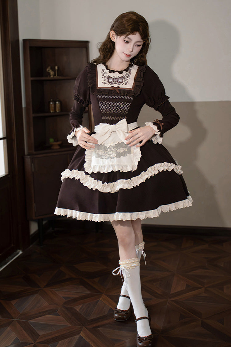 Gothic Lolita Dress - Miss Brown, Brown, Short Version, Short Length, Long Sleeves - additional product view 11