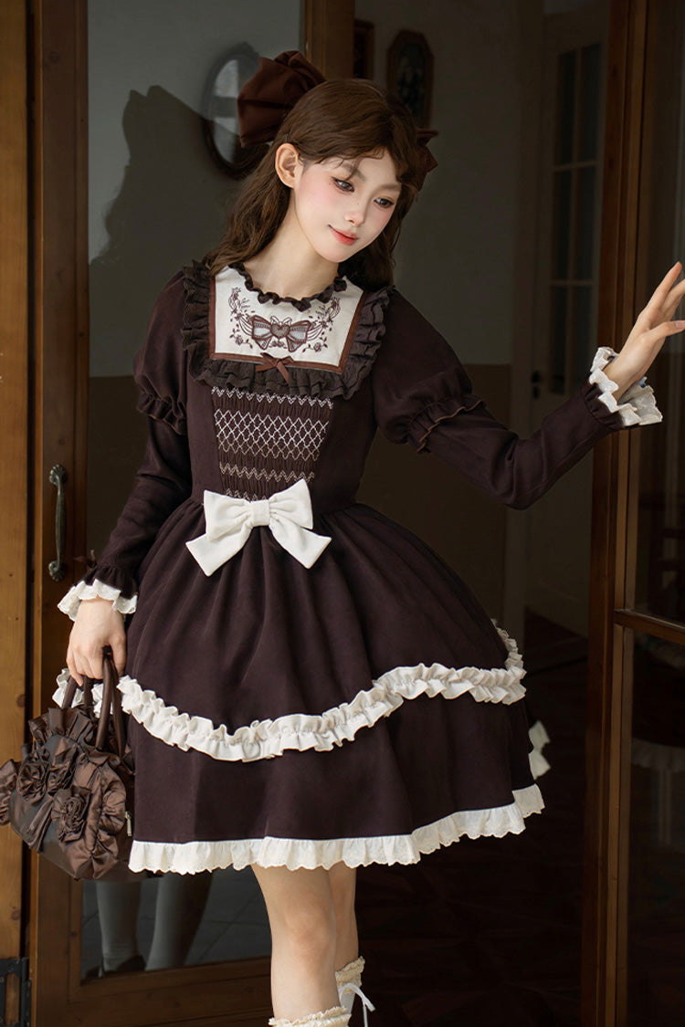 Gothic Lolita Dress - Miss Brown, Brown, Short Version, Short Length, Long Sleeves - additional product view 12