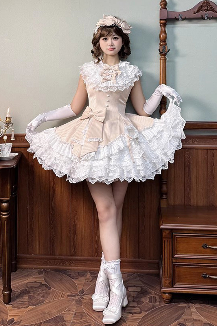 Gothic Lolita Dress - Miss Tsundere, Champagne, Lace Trim, Ruffled, Layered - additional product view 2