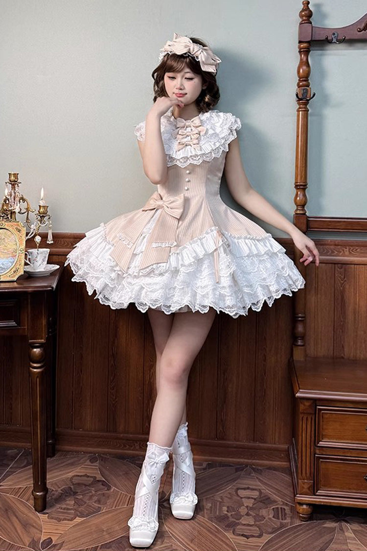 Gothic Lolita Dress - Miss Tsundere, Champagne, Lace Trim, Ruffled, Layered - additional product view 4