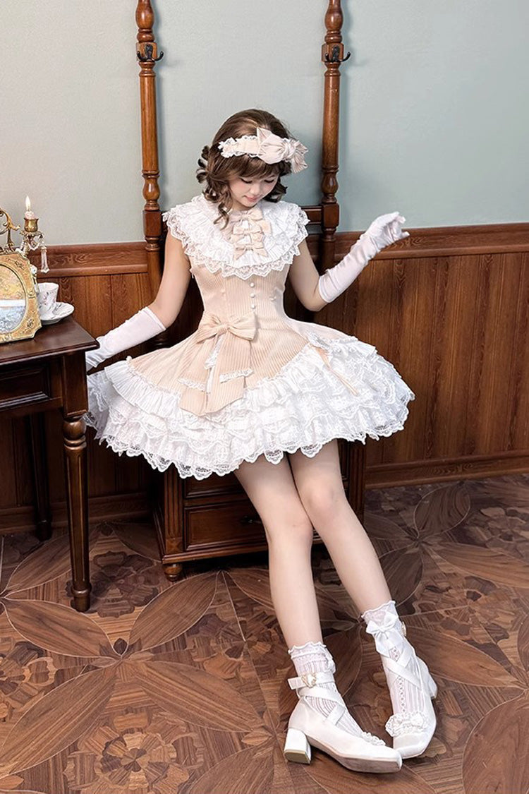 Gothic Lolita Dress - Miss Tsundere, Champagne, Lace Trim, Ruffled, Layered - additional product view 5