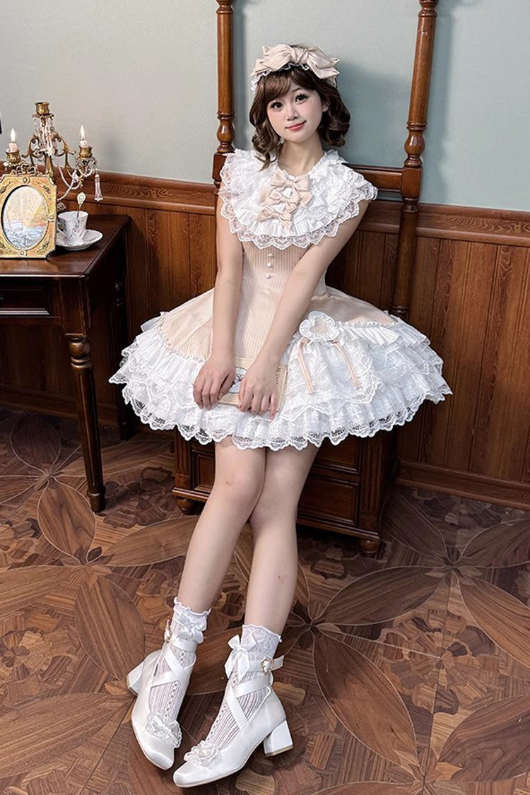 Gothic Lolita Dress - Miss Tsundere, Champagne, Lace Trim, Ruffled, Layered - additional product view 6