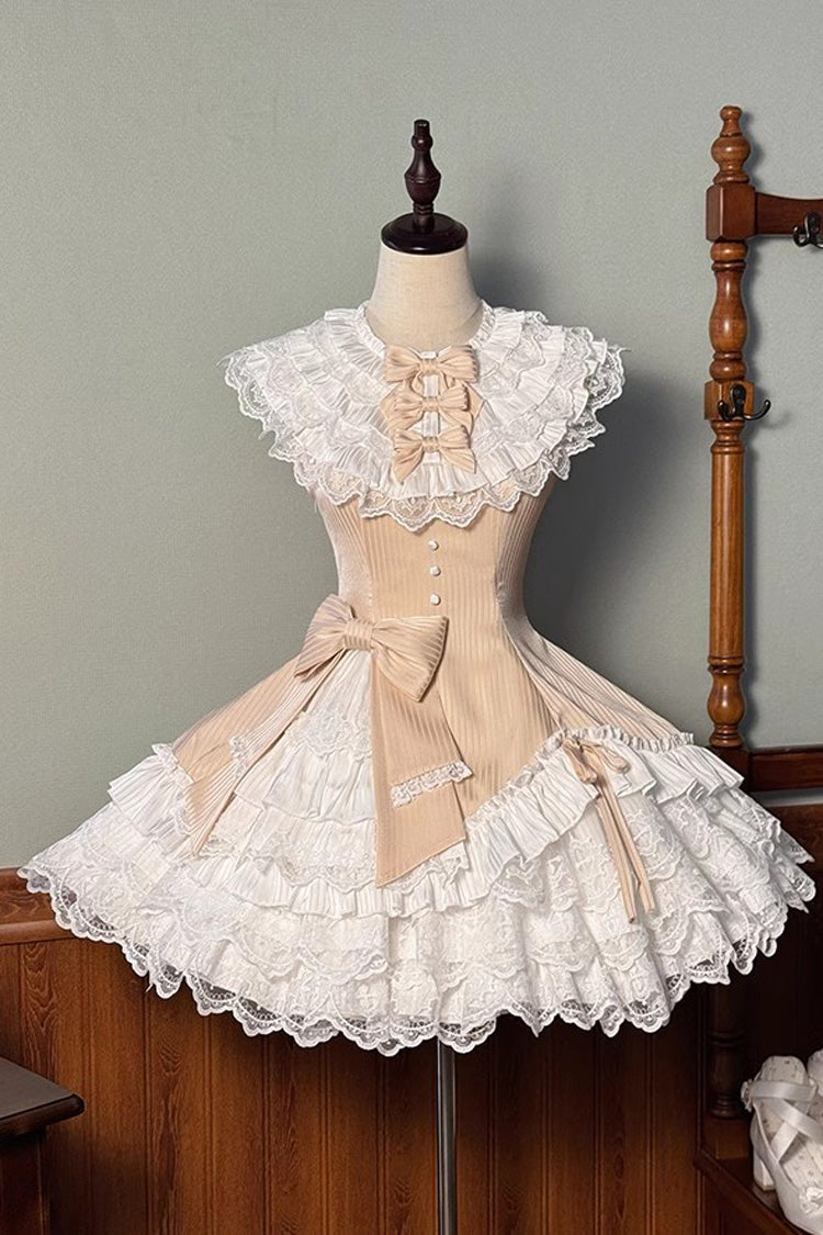 Gothic Lolita Dress - Miss Tsundere, Champagne, Lace Trim, Ruffled, Layered - main product image