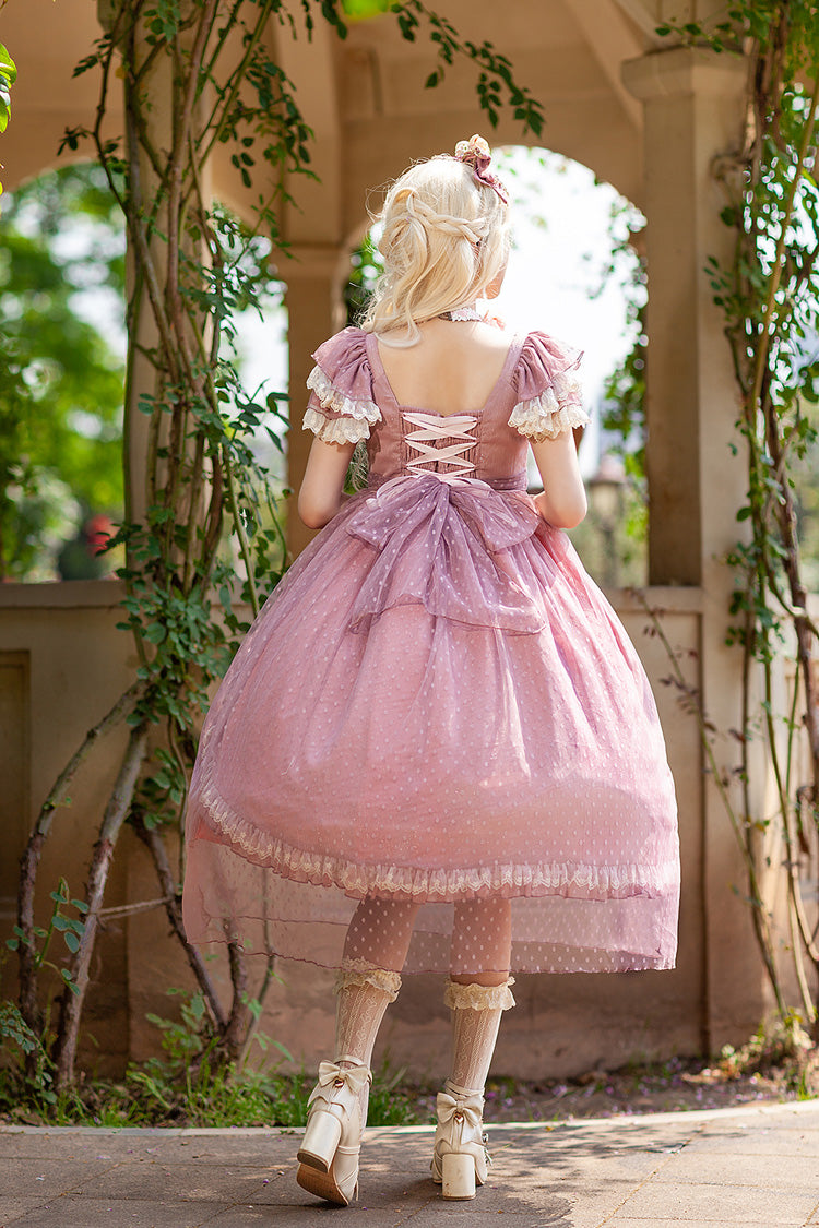 Gothic Lolita Dress - Moon Goddess *mediana*, Pink, Ruffled, Printed, Sweet Style - additional product view 4