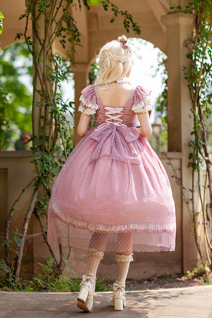 Gothic Lolita Dress - Moon Goddess *mediana*, Pink, Ruffled, Printed, Sweet Style - additional product view 4
