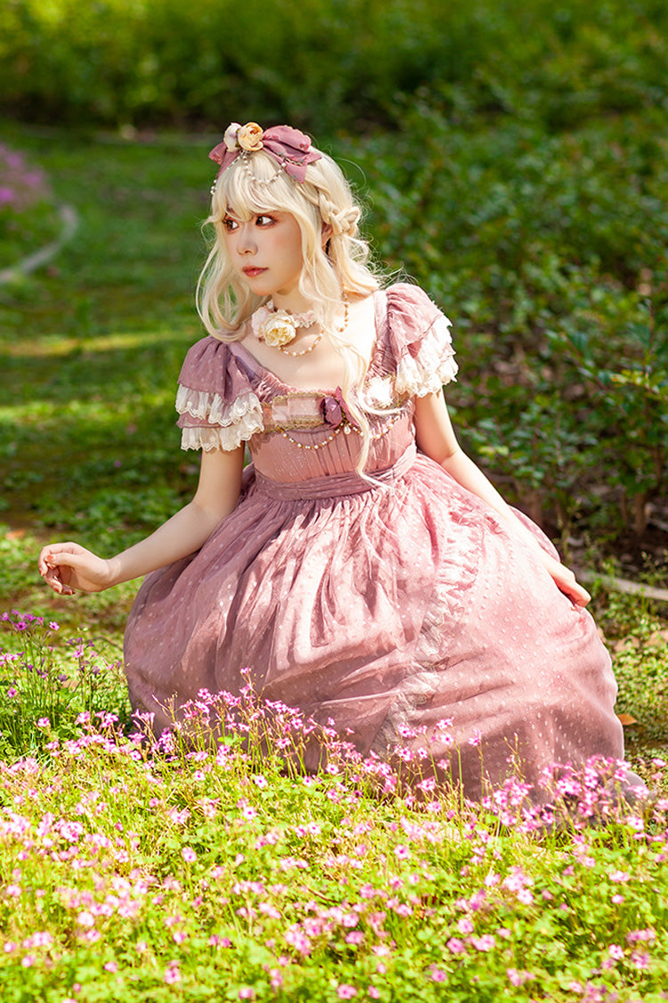Gothic Lolita Dress - Moon Goddess *mediana*, Pink, Ruffled, Printed, Sweet Style - additional product view 5