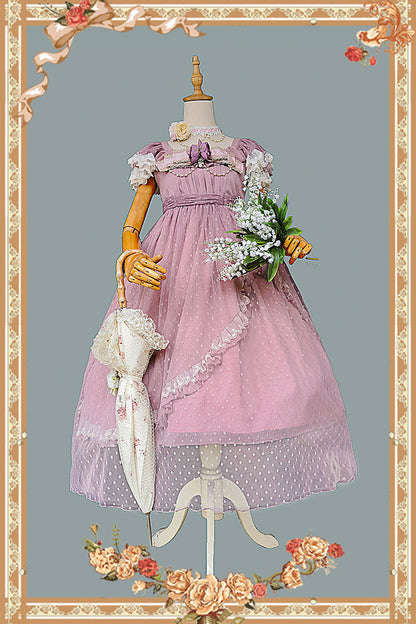 Gothic Lolita Dress - Moon Goddess *mediana*, Pink, Ruffled, Printed, Sweet Style - additional product view 6