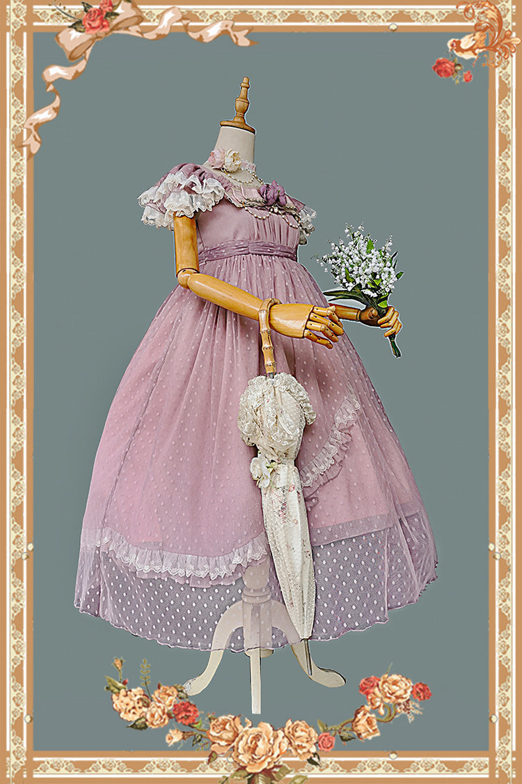 Gothic Lolita Dress - Moon Goddess *mediana*, Pink, Ruffled, Printed, Sweet Style - additional product view 7