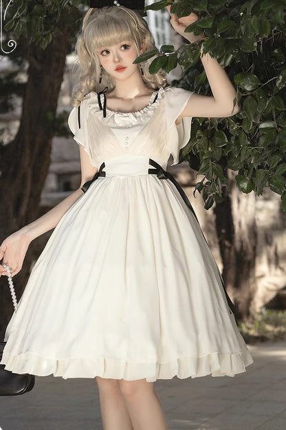 Gothic Lolita Dress - Moonlight March Chiffon, White, Sweet Style, Ruffled - additional product view 2
