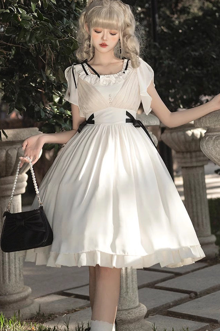 Gothic Lolita Dress - Moonlight March Chiffon, White, Sweet Style, Ruffled - additional product view 3