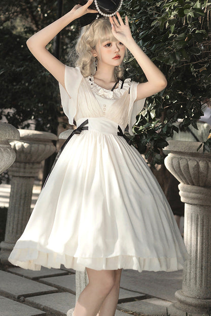 Gothic Lolita Dress - Moonlight March Chiffon, White, Sweet Style, Ruffled - additional product view 4