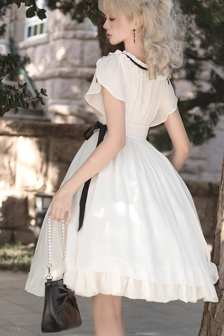 Gothic Lolita Dress - Moonlight March Chiffon, White, Sweet Style, Ruffled - additional product view 5