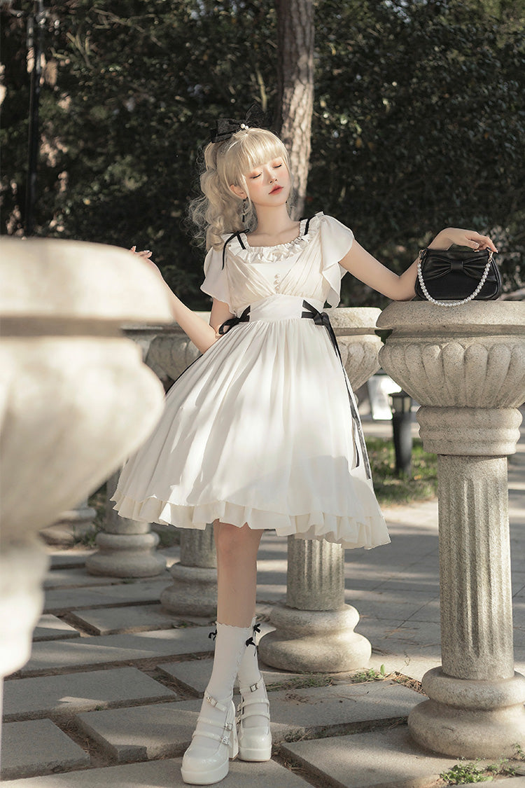 Gothic Lolita Dress - Moonlight March Chiffon, White, Sweet Style, Ruffled - additional product view 6