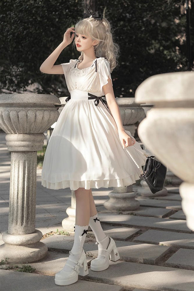 Gothic Lolita Dress - Moonlight March Chiffon, White, Sweet Style, Ruffled - additional product view 7