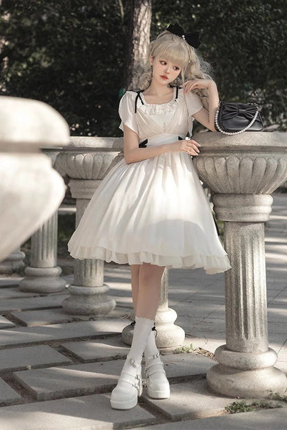 Gothic Lolita Dress - Moonlight March Chiffon, White, Sweet Style, Ruffled - additional product view 8