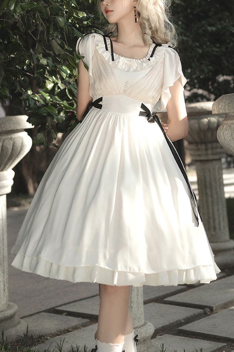 Gothic Lolita Dress - Moonlight March Chiffon, White, Sweet Style, Ruffled - main product image