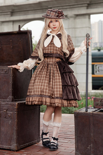 Gothic Lolita Dress - Morning Tune, Brown, High Waist, Ruffled, Printed - additional product view 6