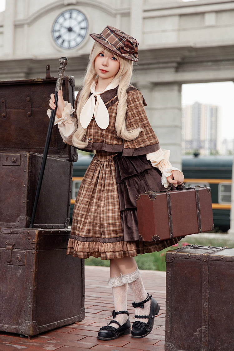 Gothic Lolita Dress - Morning Tune, Brown, High Waist, Ruffled, Printed - additional product view 7