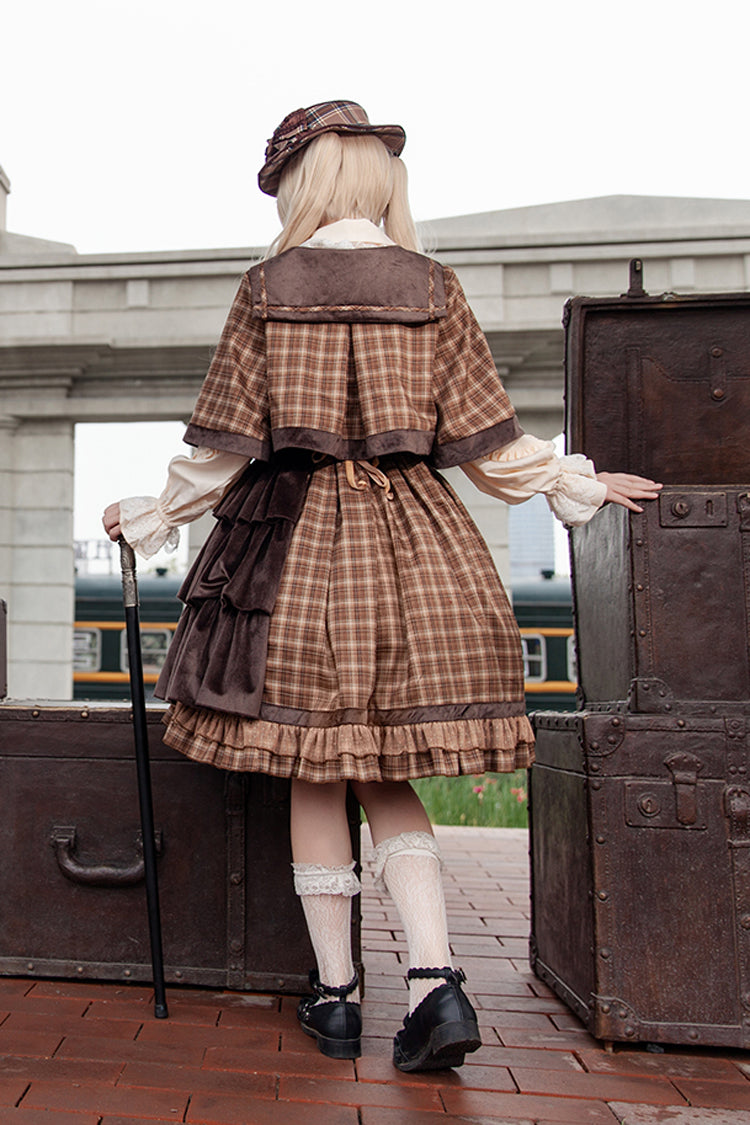Gothic Lolita Dress - Morning Tune, Brown, High Waist, Ruffled, Printed - additional product view 9